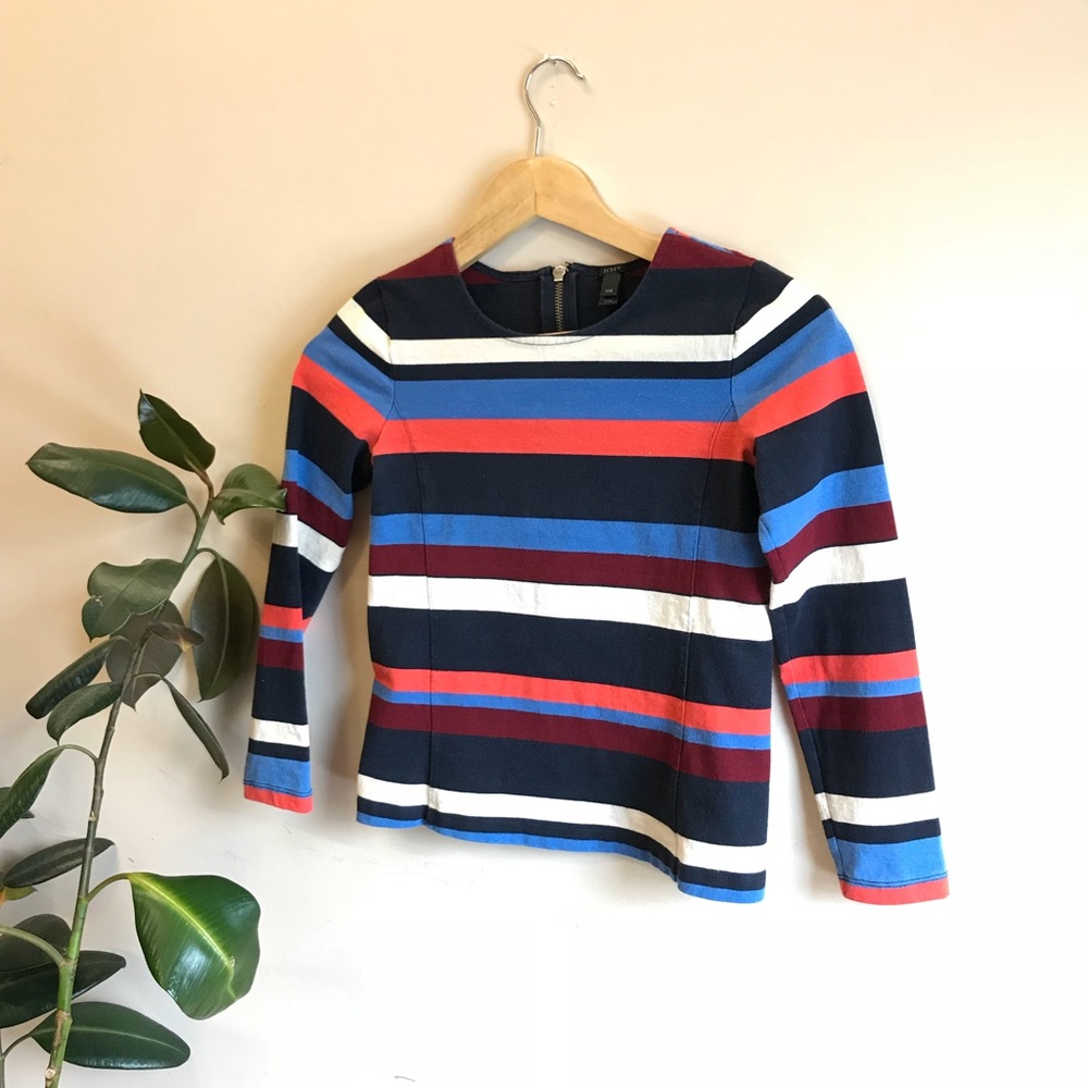 J. Crew Top Stripped Zipper Back